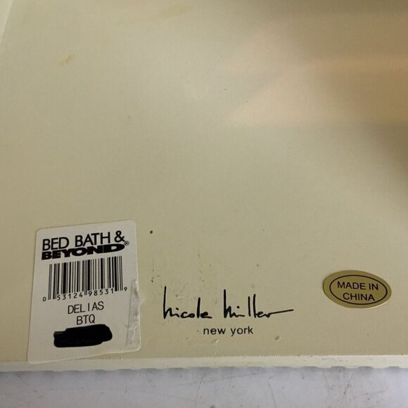 Nicole Miller New York Tissue Box Cover Delias Cream 3D Floral Applique Beads - Picture 8 of 8